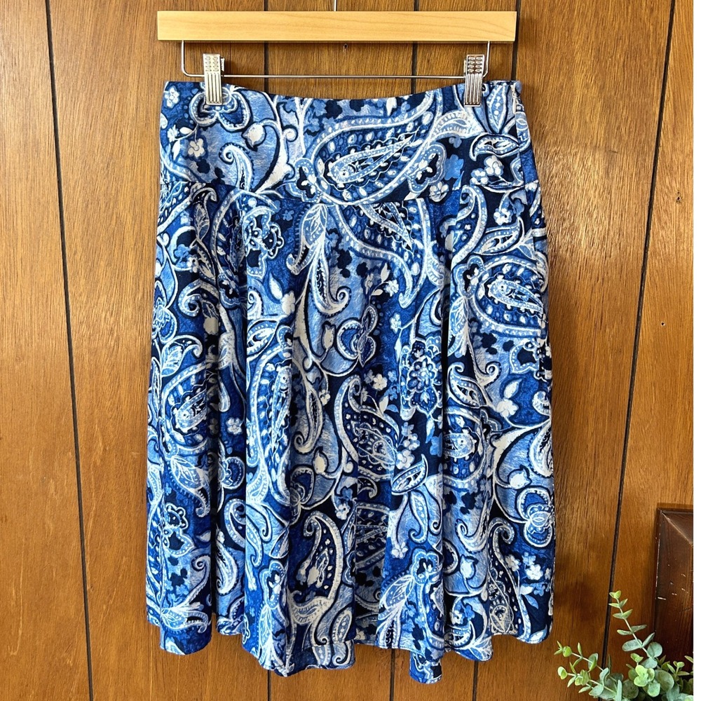Lauren Ralph Lauren Blue Paisley Print‎ Knee Length Skirt Size 4